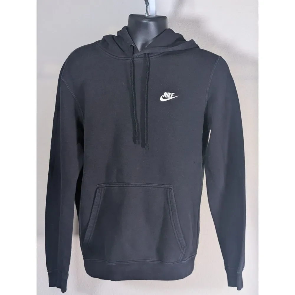 Nike Sportswear Men’s Medium Black Pullover Hoodie Embroidered Swoosh Logo